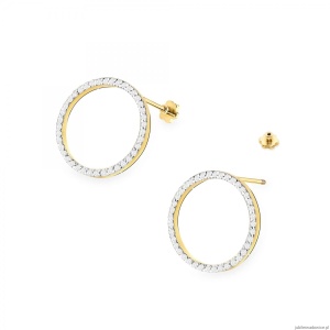 Kolczyki K0442 z diamentami żółte złoto sztyft zakręcany