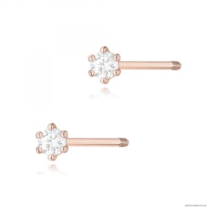 Kolczyki K0501 Diament 2 x 0,04ct różowe złoto sztyft zakręcany