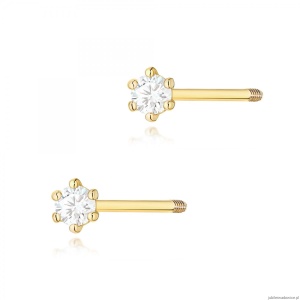 Kolczyki K0501 Diament 2 x 0,04ct żółte złoto sztyft zakręcany