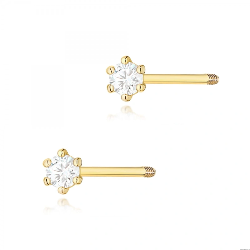 Kolczyki K0501 Diament 2 x 0,04ct żółte złoto sztyft zakręcany