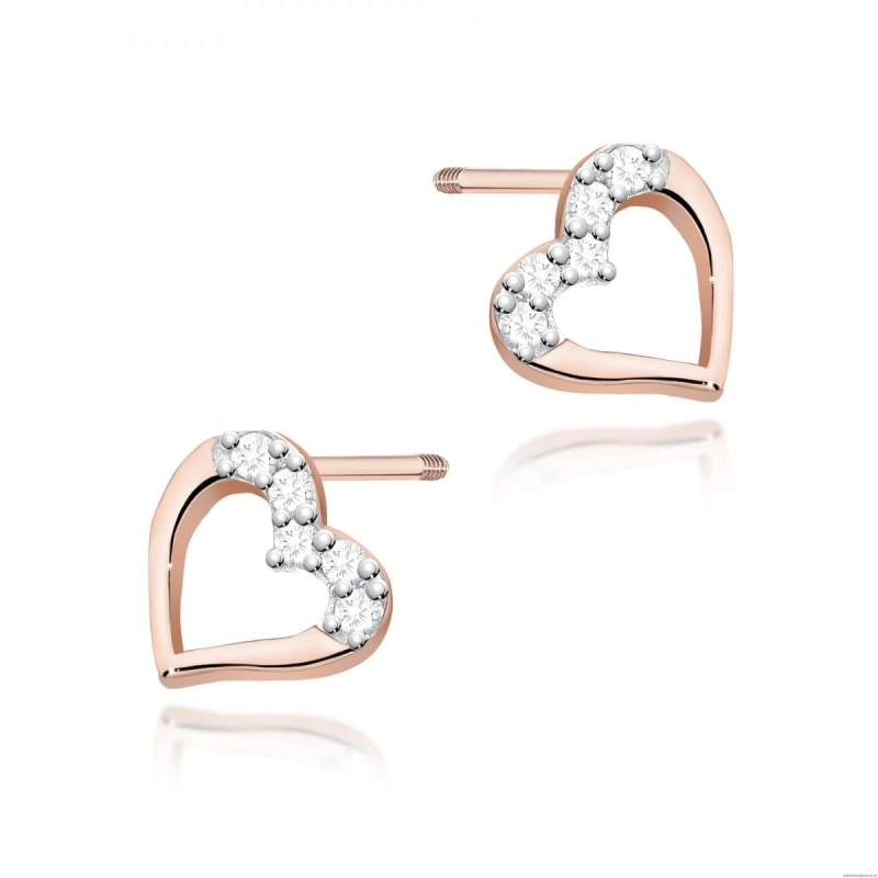 Kolczyki K0503 z diamentami różowe złoto sztyft zakręcany