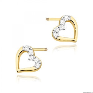 Kolczyki K0503 z diamentami żółte złoto sztyft zakręcany