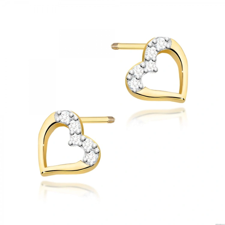 Kolczyki K0503 z diamentami żółte złoto sztyft zakręcany