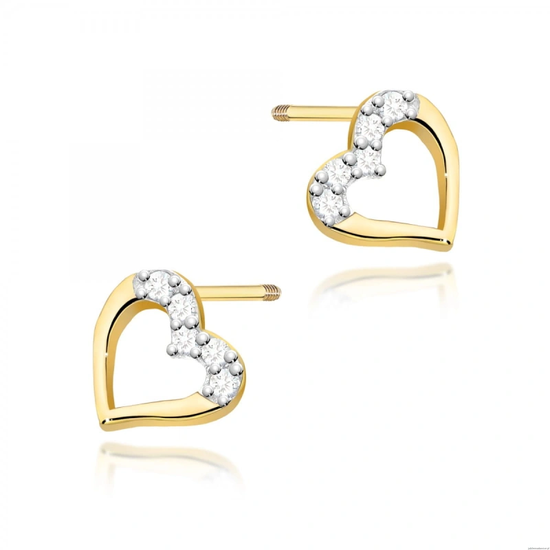 Kolczyki K0503 z diamentami żółte złoto sztyft zakręcany
