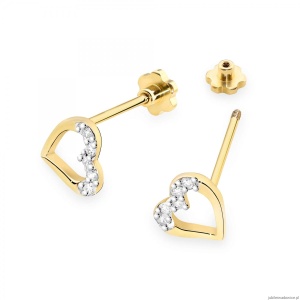 Kolczyki K0503 z diamentami żółte złoto sztyft zakręcany