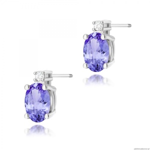Kolczyki K0001 Tanzanit 2 x 0,40ct białe złoto sztyft zakręcany