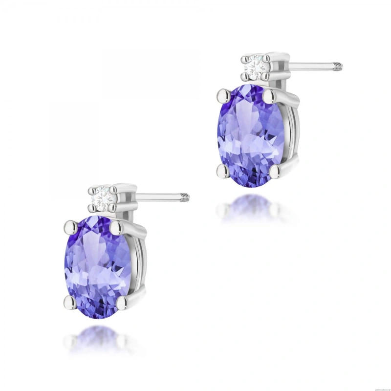 Kolczyki K0001 Tanzanit 2 x 0,40ct białe złoto sztyft zakręcany