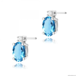 Kolczyki K0001 Topaz 2 x 0,50ct białe złoto sztyft zakręcany