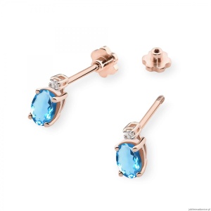 Kolczyki K0001 Topaz 2 x 0,50ct różowe złoto sztyft zakręcany