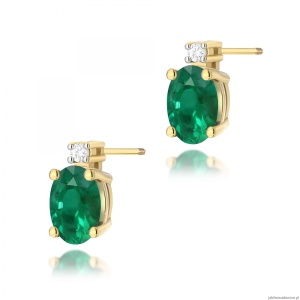 Kolczyki K0001 Szmaragd 2 x 0,40ct żółte złoto sztyft zakręcany