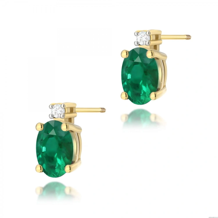 Kolczyki K0001 Szmaragd 2 x 0,40ct żółte złoto sztyft zakręcany