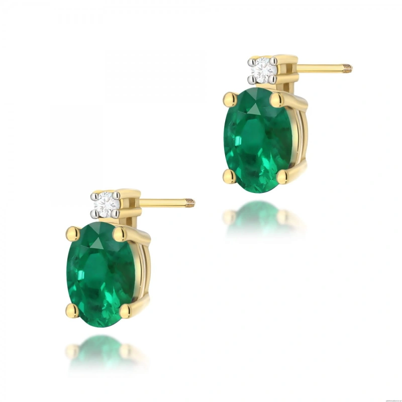 Kolczyki K0001 Szmaragd 2 x 0,40ct żółte złoto sztyft zakręcany