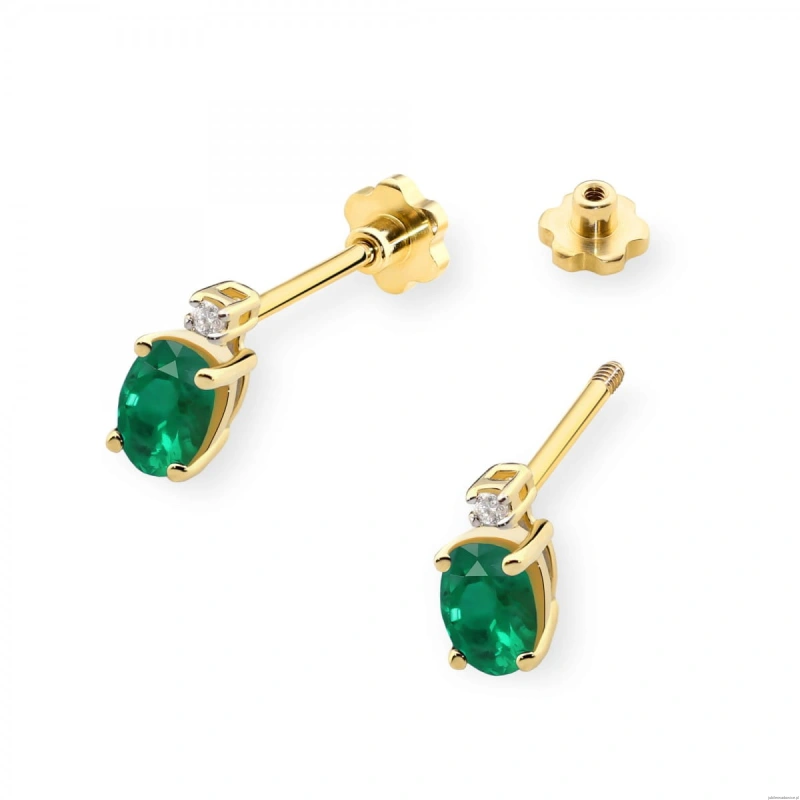 Kolczyki K0001 Szmaragd 2 x 0,40ct żółte złoto sztyft zakręcany