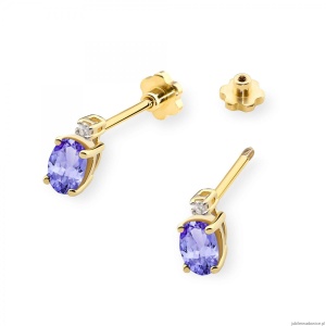 Kolczyki K0001 Tanzanit 2 x 0,40ct żółte złoto sztyft zakręcany