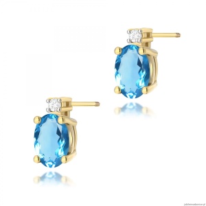 Kolczyki K0001 Topaz 2 x 0,50ct żółte złoto sztyft zakręcany