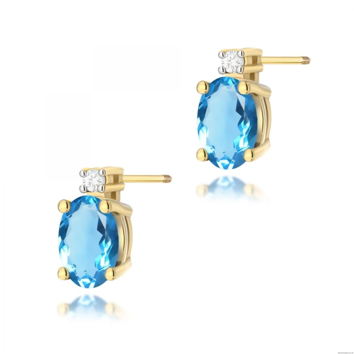 Kolczyki K0001 Topaz 2 x 0,50ct żółte złoto sztyft zakręcany