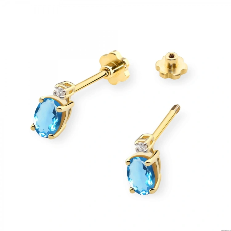 Kolczyki K0001 Topaz 2 x 0,50ct żółte złoto sztyft zakręcany