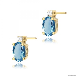 Kolczyki K0001 Topaz London Blue 2 x 0,50ct żółte złoto sztyft zakręcany