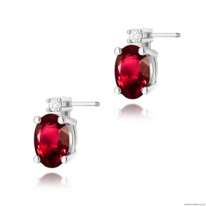 Kolczyki K0001 Rubin 2 x 0,60ct białe złoto sztyft zakręcany