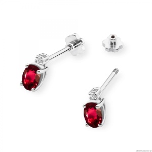Kolczyki K0001 Rubin 2 x 0,60ct białe złoto sztyft zakręcany