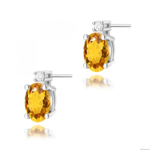 Kolczyki K0001 Cytryn 2 x 0,60ct białe złoto
