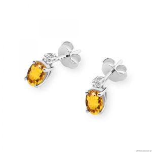 Kolczyki K0001 Cytryn 2 x 0,60ct białe złoto