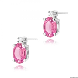 Kolczyki K0001 Różowy Topaz 2 x 0,50ct białe złoto