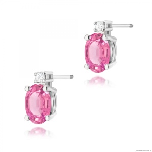 Kolczyki K0001 Różowy Topaz 2 x 0,50ct białe złoto sztyft zakręcany