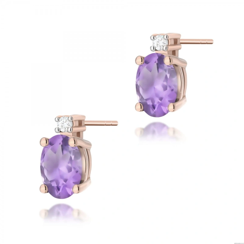 Kolczyki K0001 Ametyst 2 x 0,40ct różowe złoto