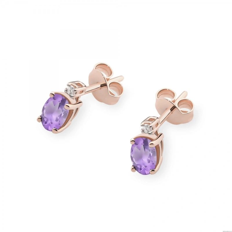 Kolczyki K0001 Ametyst 2 x 0,40ct różowe złoto