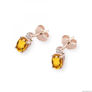 Kolczyki K0001 Cytryn 2 x 0,60ct różowe złoto