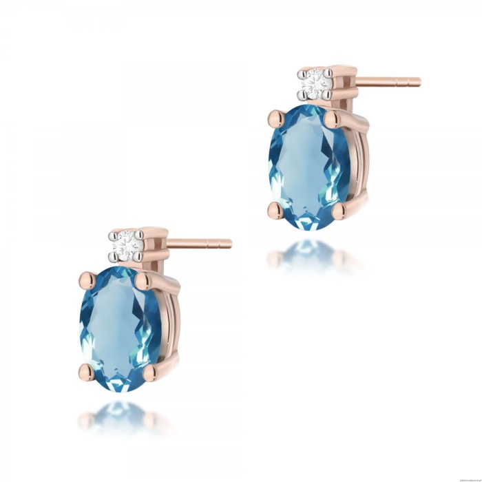 Kolczyki K0001 Topaz London Blue 2 x 0,50ct różowe złoto