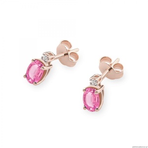 Kolczyki K0001 Różowy Topaz 2 x 0,50ct różowe złoto
