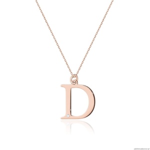 Naszyjnik C069 z diamentami różowe złoto