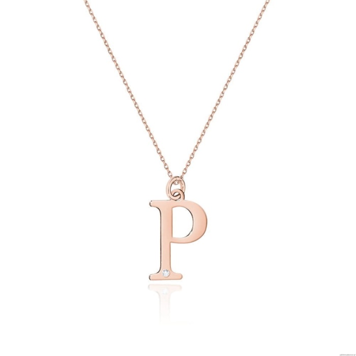 Naszyjnik C069 z diamentami różowe złoto