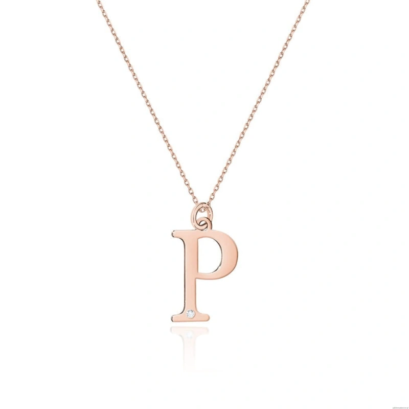 Naszyjnik C069 z diamentami różowe złoto