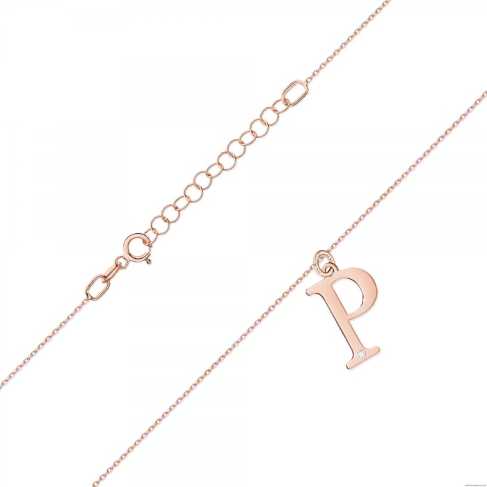 Naszyjnik C069 z diamentami różowe złoto