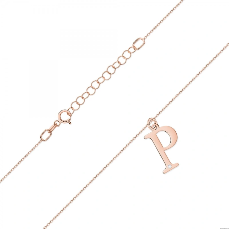 Naszyjnik C069 z diamentami różowe złoto