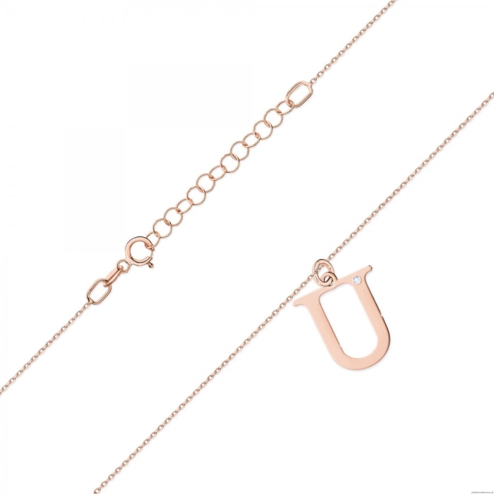 Naszyjnik C069 z diamentami różowe złoto