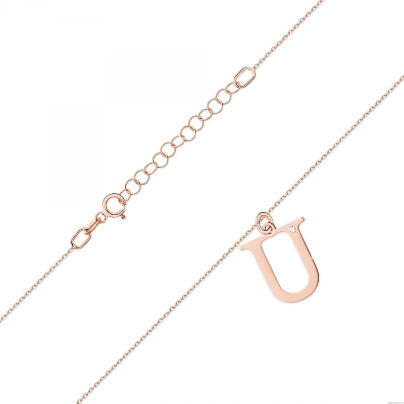 Naszyjnik C069 z diamentami różowe złoto