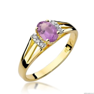 Pierścionek W005 Ametyst 0,40ct żółte złoto