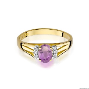 Pierścionek W005 Ametyst 0,40ct żółte złoto