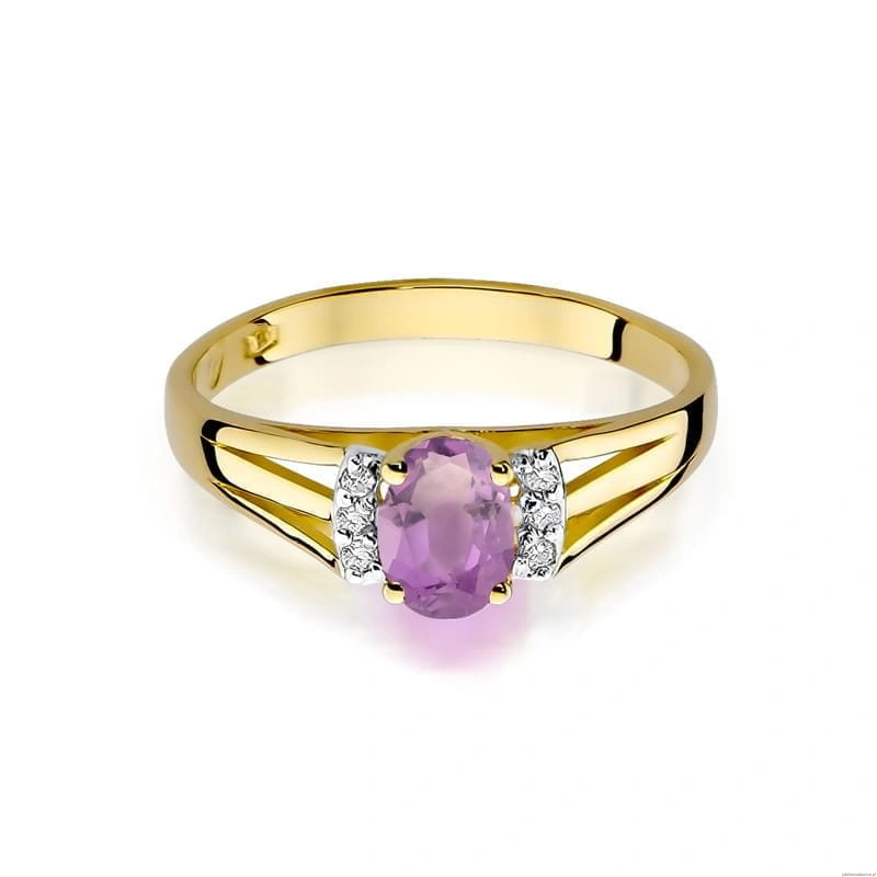 Pierścionek W005 Ametyst 0,40ct żółte złoto