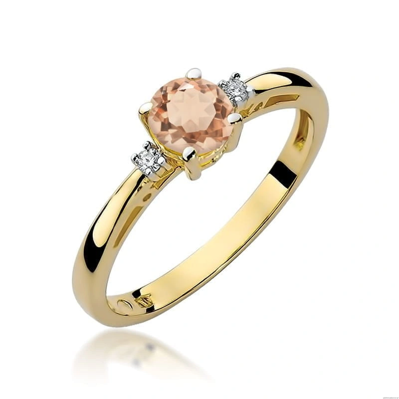 Pierścionek W010 Morganit 0,40ct żółte złoto