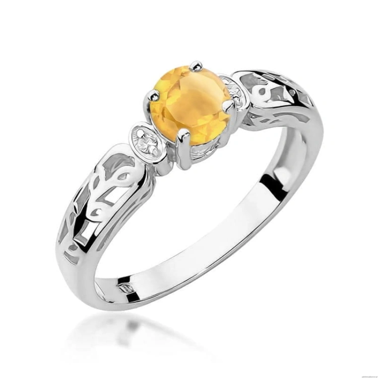 Pierścionek W014 Cytryn 0,50ct białe złoto