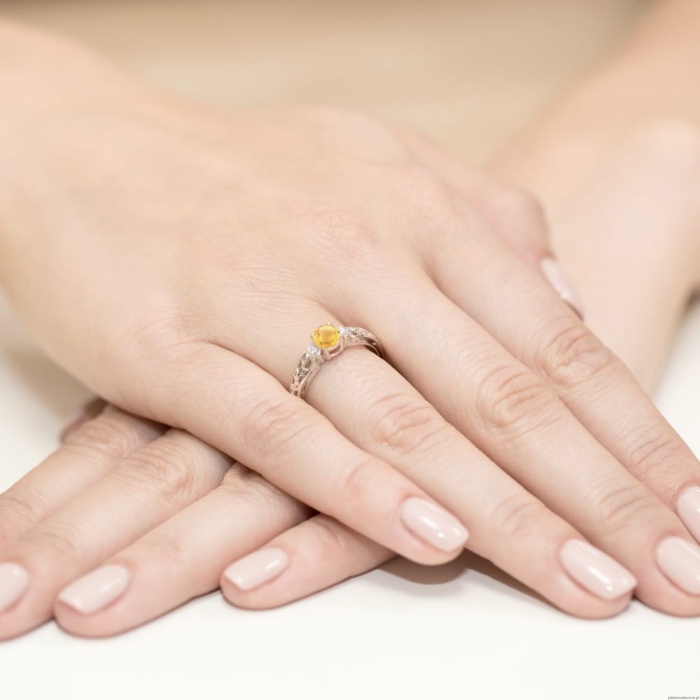 Pierścionek W014 Cytryn 0,50ct białe złoto