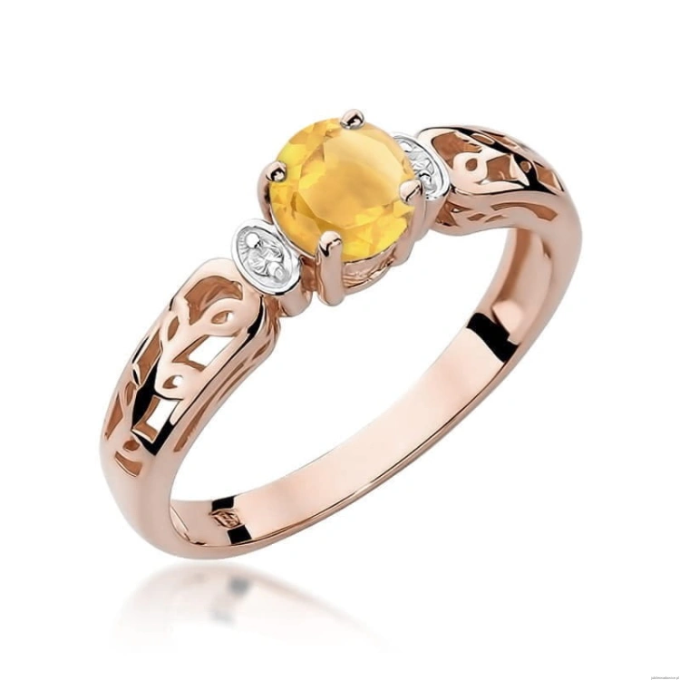 Pierścionek W014 Cytryn 0,50ct różowe złoto