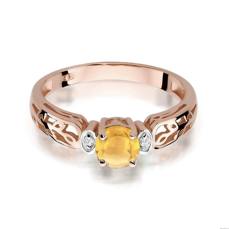 Pierścionek W014 Cytryn 0,50ct różowe złoto