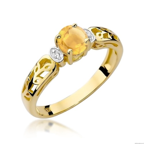 Pierścionek W014 Cytryn 0,50ct żółte złoto