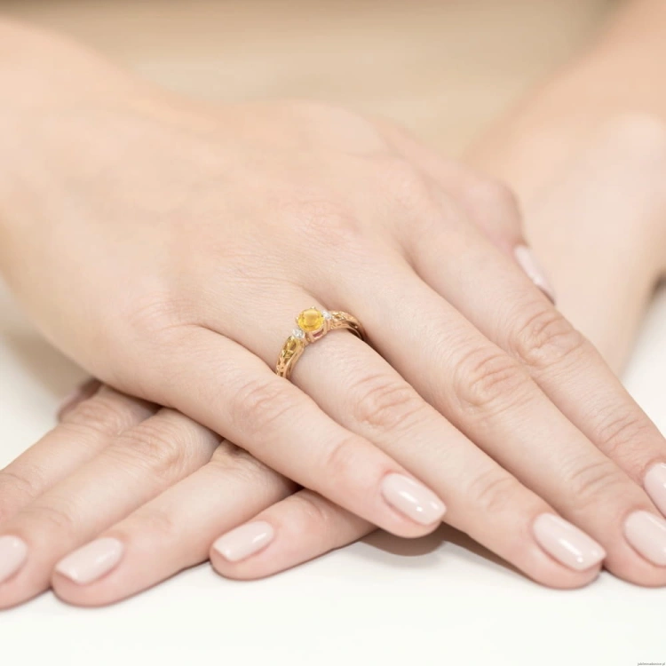 Pierścionek W014 Cytryn 0,50ct żółte złoto